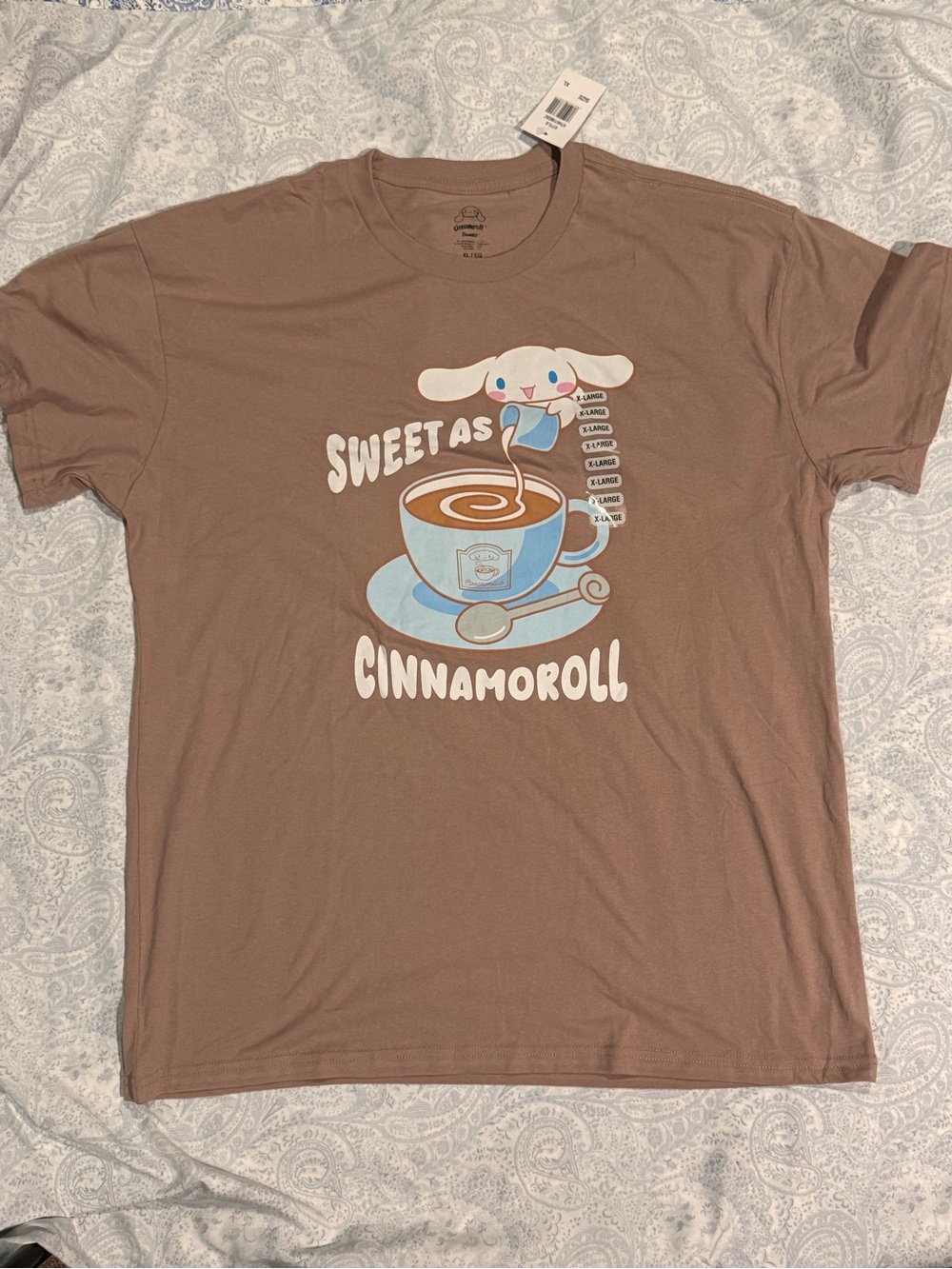Cinnamoroll Brown Graphic Tee with Blue Accents